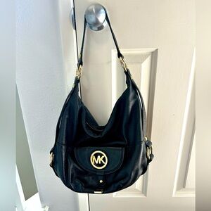 Michael Kors black Fulton pebble leather bag